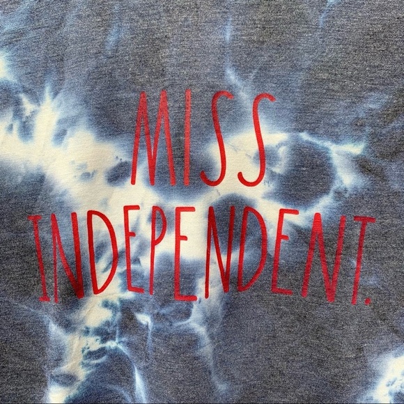 Rae Dunn | NWT Size Small Miss Independent Navy & White Tie Dye Sweatshirt - Picture 4 of 16